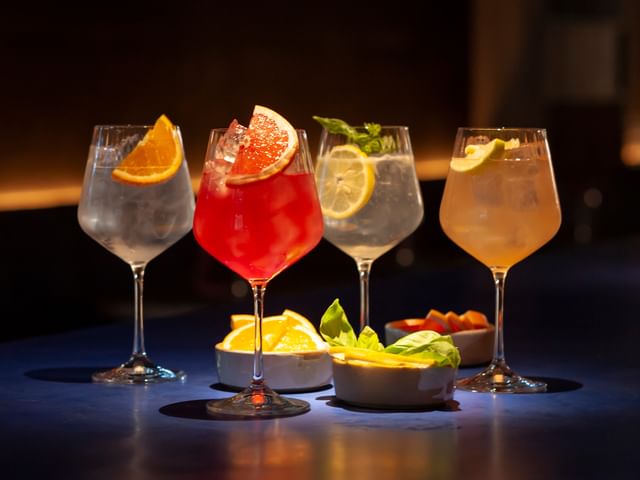 Four NACHTMANN Gin & Tonic glasses filled with Gin & Tonic.