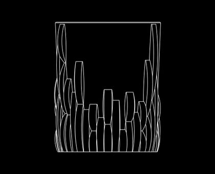 Illustration of the NACHTMANN Shu Fa cut design on a black background