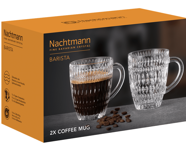 Packaging of a 2-piece set of NACHTMANN Barista coffee mugs